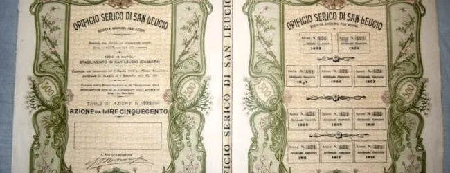 Un antico titolo di credito dell'Opificio Serico di San Leucio